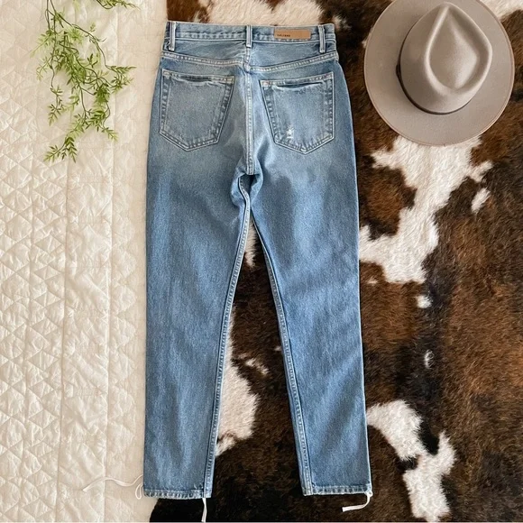 GRLFRND Blue Jeans with White Lace-Up Detail - Picture 3 of 4